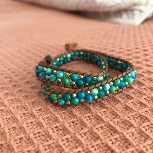 ⭐️ Turquoise & Green Leather Wrap Bracelet 🌟